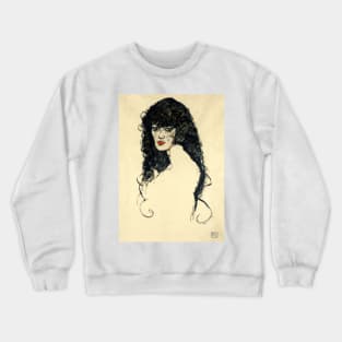 Portrait of a Woman with Black Hair (1914) by Egon Schiele Crewneck Sweatshirt